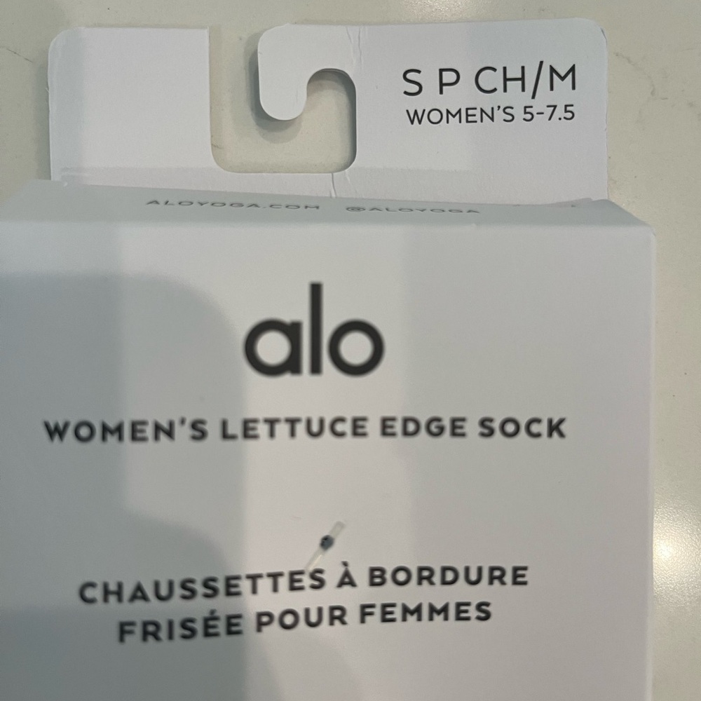 ALO Yoga Women's Black Lettuce Edge Socks - Picture 3 of 4